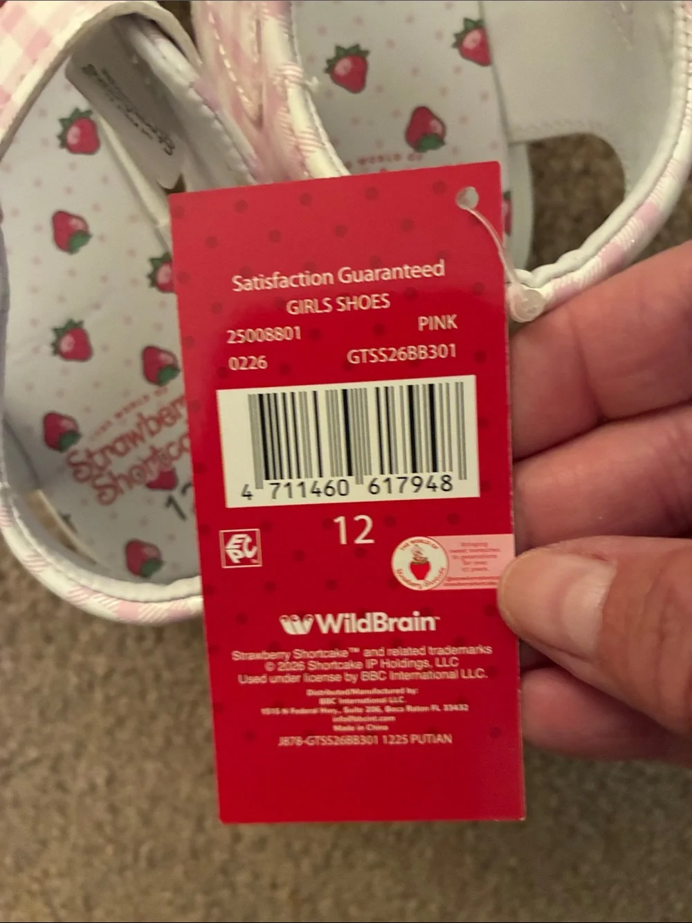 Strawberry Shortcake Velcro Sandals - Various Sizes